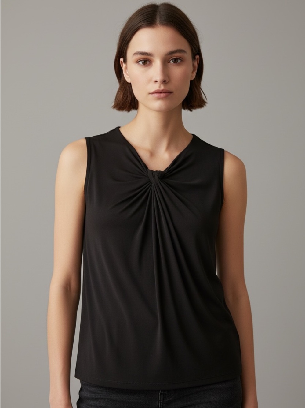 Women's WHBM Black Sleeveless Twist Front Tank Top Size Small